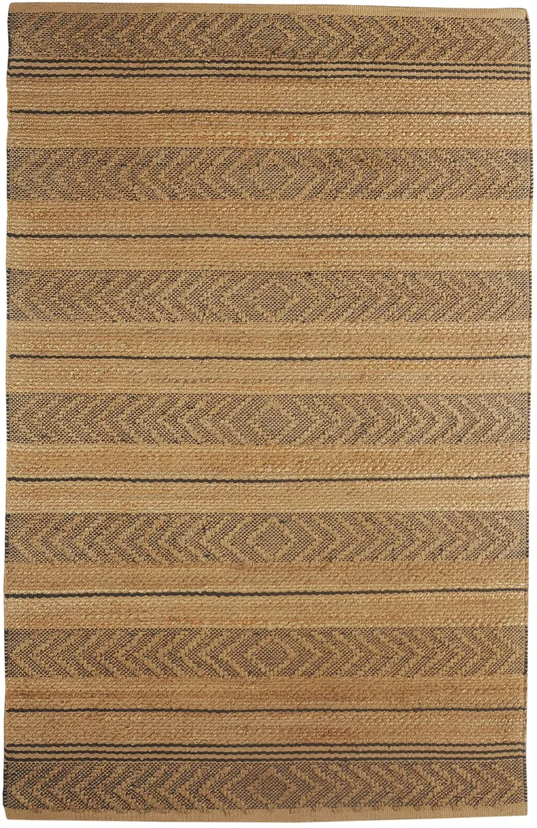 Tan and Gray Bohemian Striped Area Rug Photo 1