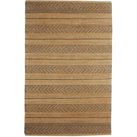 Tan and Gray Bohemian Striped Area Rug Photo 1