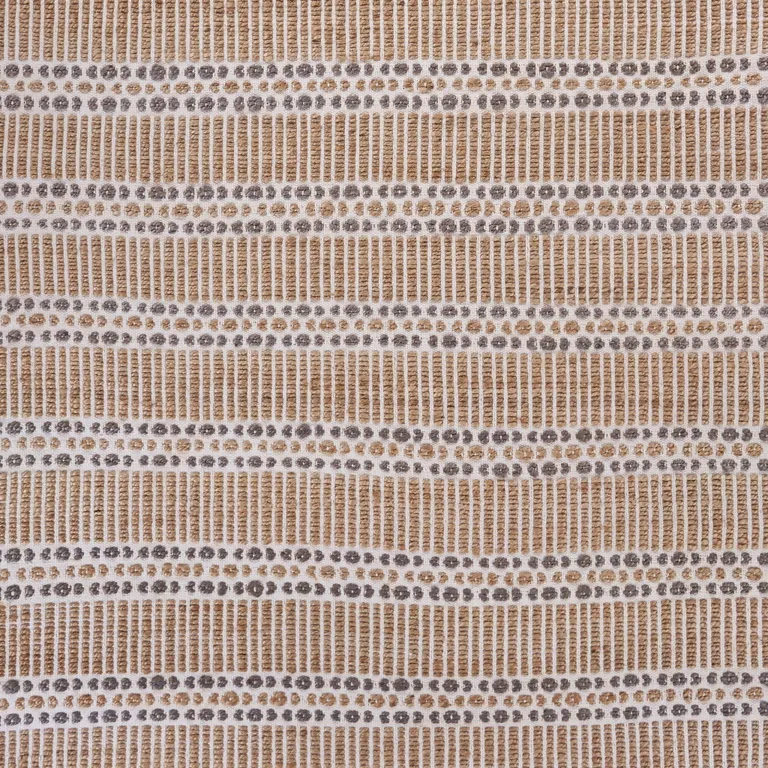 Tan and Gray Detailed Stripes Area Rug Photo 2