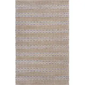 Photo of Tan and Gray Detailed Stripes Area Rug