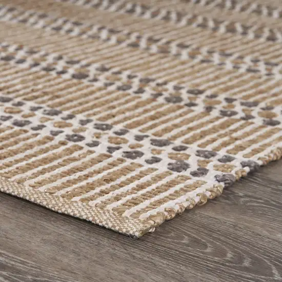 Tan and Gray Detailed Stripes Area Rug Photo 6