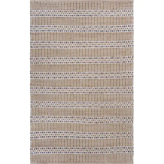 Tan and Gray Detailed Stripes Area Rug Photo 1