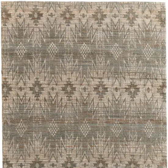 Tan and Gray Geometric Hand Woven Area Rug Photo 4