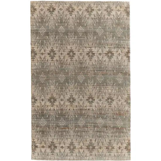 Tan and Gray Geometric Hand Woven Area Rug Photo 2