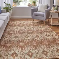 Photo of Tan and Gray Geometric Hand Woven Area Rug