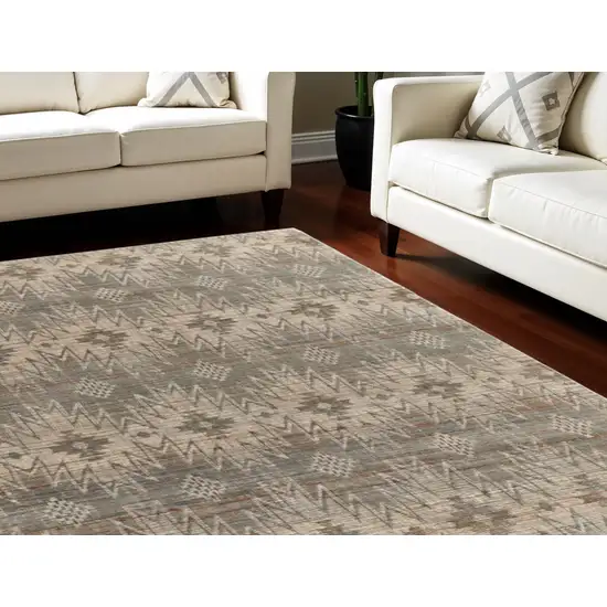 Tan and Gray Geometric Hand Woven Area Rug Photo 1