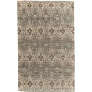 Photo of Tan and Gray Geometric Hand Woven Area Rug