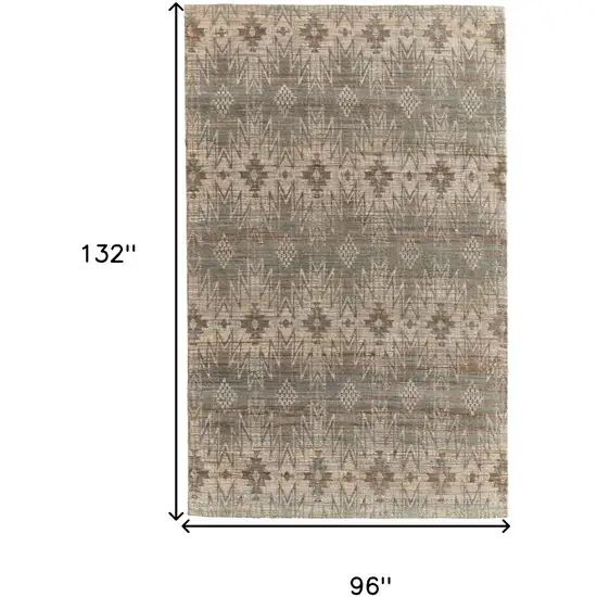 Tan and Gray Geometric Hand Woven Area Rug Photo 3