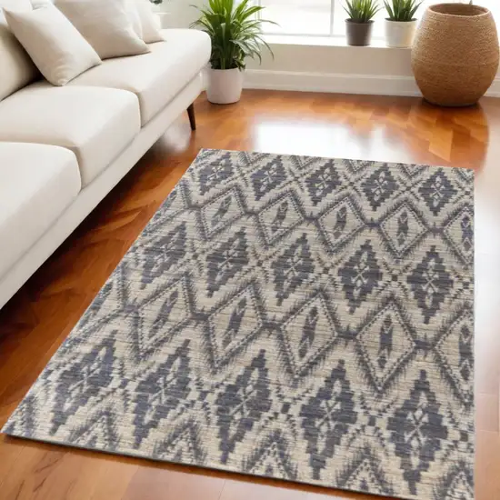 Tan and Gray Geometric Hand Woven Area Rug Photo 1