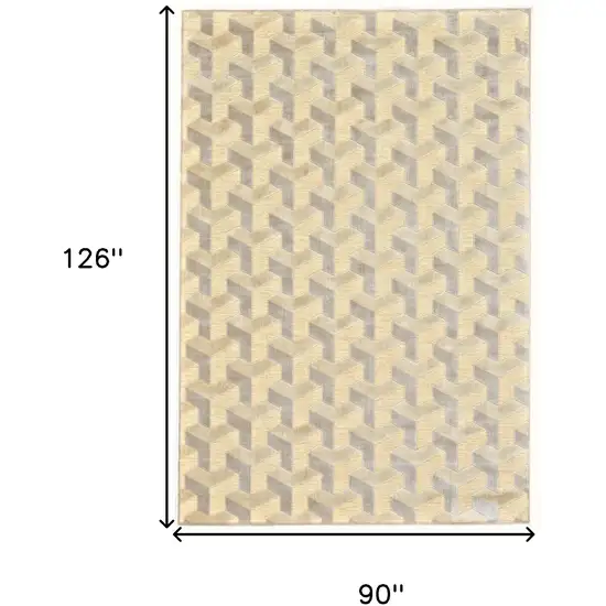 Tan and Gray Geometric Power Loom Area Rug Photo 3