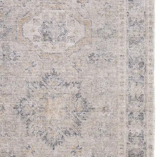 Tan and Gray Oriental Hand Woven Distressed Area Rug With Fringe Photo 4