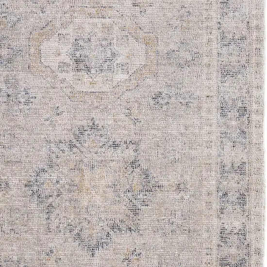 Tan and Gray Oriental Hand Woven Distressed Area Rug With Fringe Photo 5