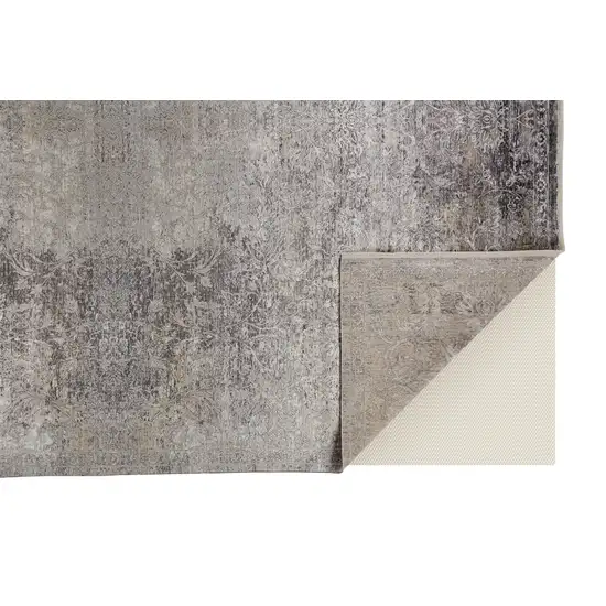 Tan and Gray Oriental Power Loom Worn Faded Area Rug Photo 7