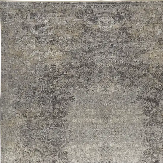 Tan and Gray Oriental Power Loom Worn Faded Area Rug Photo 8