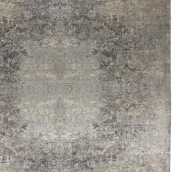 Tan and Gray Oriental Power Loom Worn Faded Area Rug Photo 8