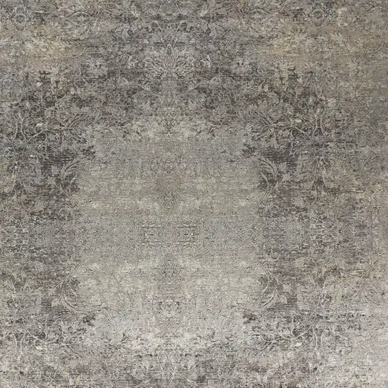 Tan and Gray Oriental Power Loom Worn Faded Area Rug Photo 9