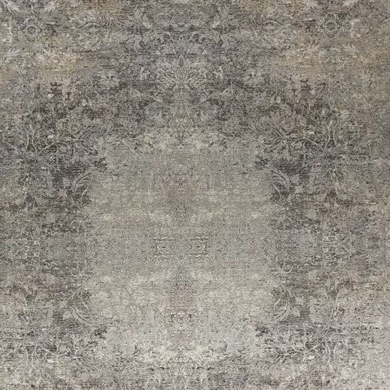 Tan and Gray Oriental Power Loom Worn Faded Area Rug Photo 6