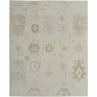 Photo of Tan and Gray Wool Floral Hand Knotted Area Rug