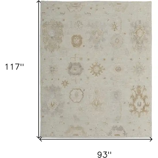 Tan and Gray Wool Floral Hand Knotted Area Rug Photo 3