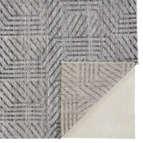 Tan and Gray Wool Geometric Hand Knotted Area Rug Photo 5