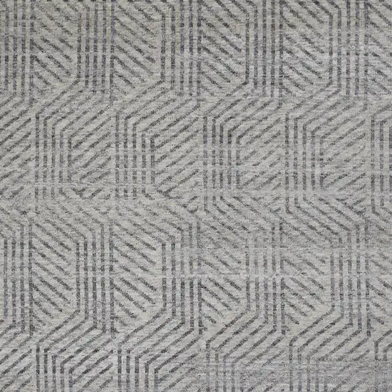 Tan and Gray Wool Geometric Hand Knotted Area Rug Photo 9