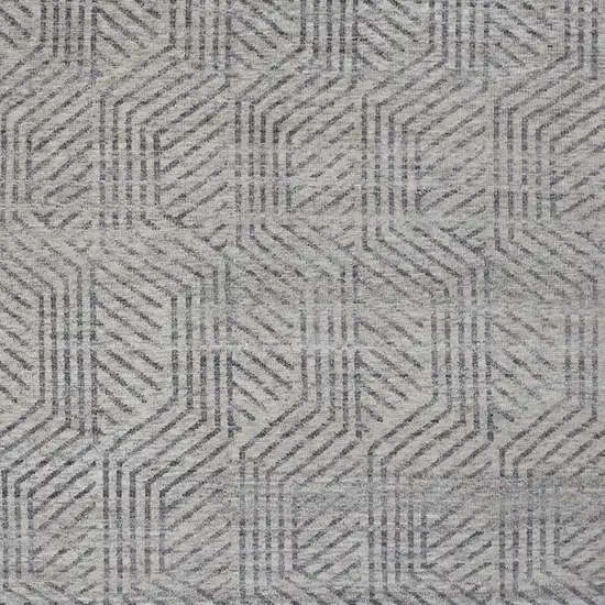 Tan and Gray Wool Geometric Hand Knotted Area Rug Photo 7