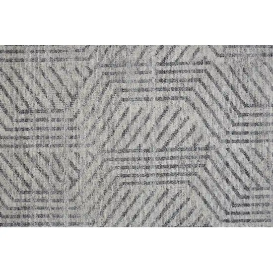 Tan and Gray Wool Geometric Hand Knotted Area Rug Photo 5