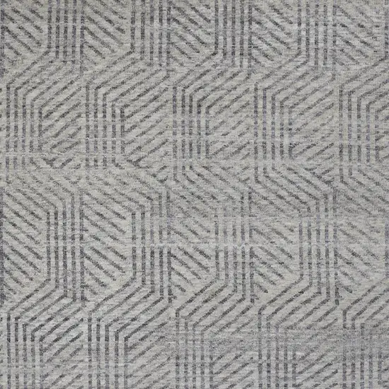 Tan and Gray Wool Geometric Hand Knotted Area Rug Photo 4