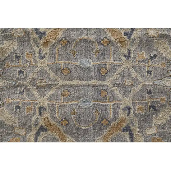 Tan and Gray Wool Oriental Hand Knotted Area Rug With Fringe Photo 8