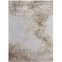 Photo of Tan and Ivory Abstract Power Loom Worn Faded Area Rug