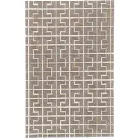 Photo of Tan and Ivory Geometric Hand Woven Area Rug