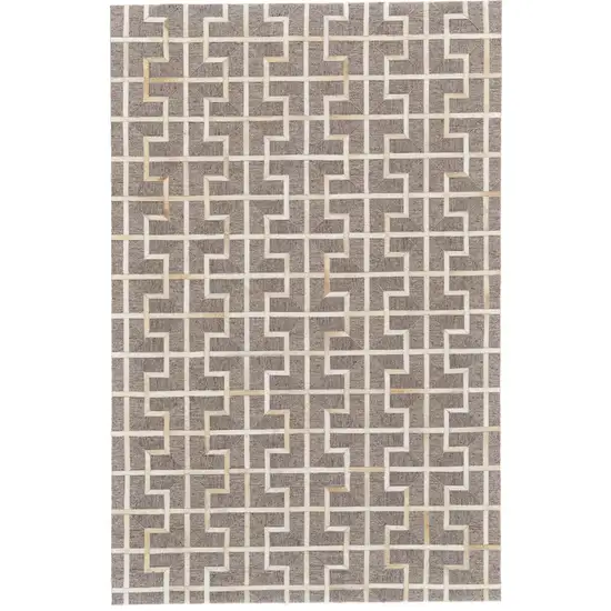 Tan and Ivory Geometric Hand Woven Area Rug Photo 2