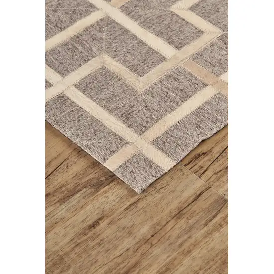 Tan and Ivory Geometric Hand Woven Area Rug Photo 5