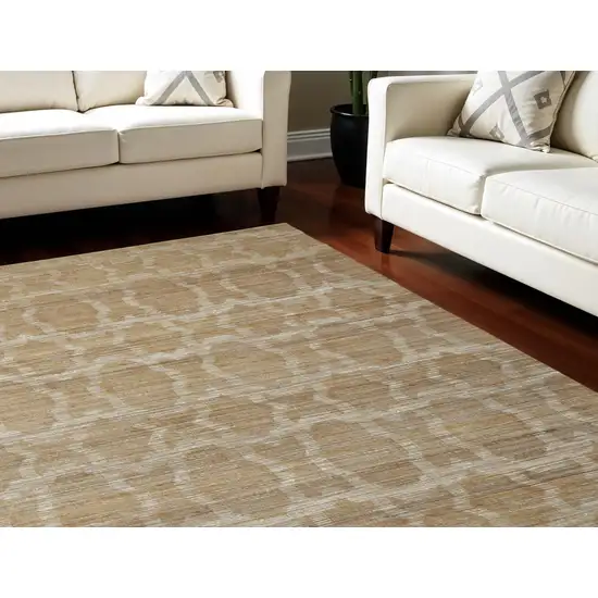 Tan and Ivory Geometric Hand Woven Area Rug Photo 1