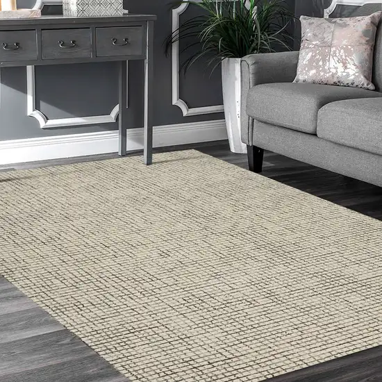 Tan and Ivory Grid Area Rug Photo 9