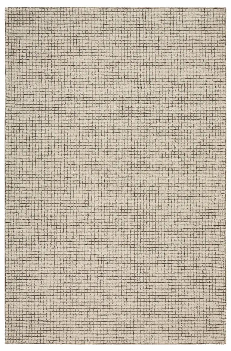 Tan and Ivory Grid Area Rug Photo 1