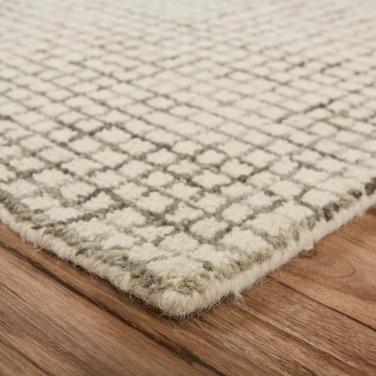 Tan and Ivory Grid Area Rug Photo 5