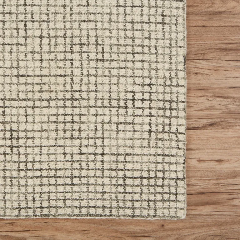 Tan and Ivory Grid Area Rug Photo 3