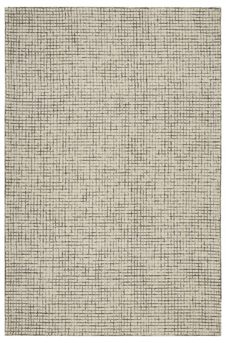 Tan and Ivory Grid Area Rug Photo 1