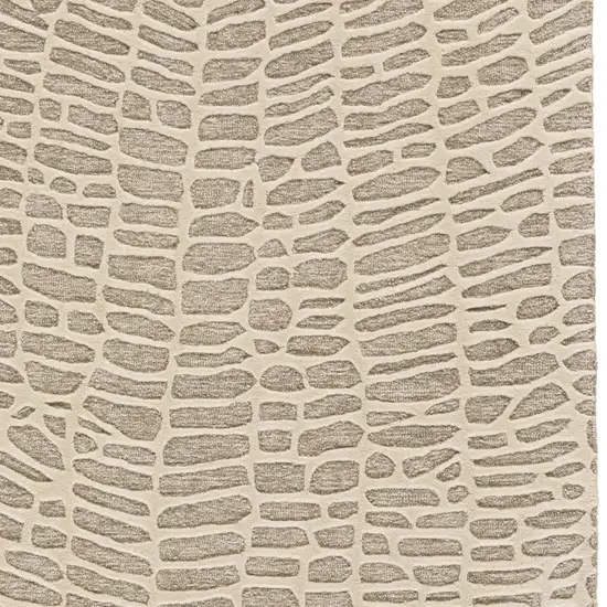 Tan and Ivory Wool Abstract Hand Tufted Area Rug Photo 5