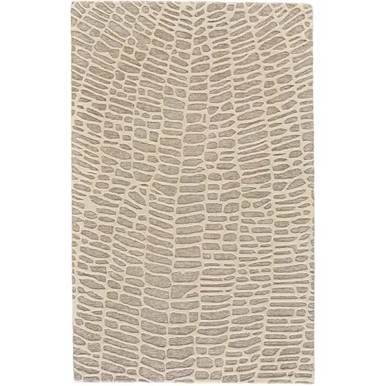 Tan and Ivory Wool Abstract Hand Tufted Area Rug Photo 2