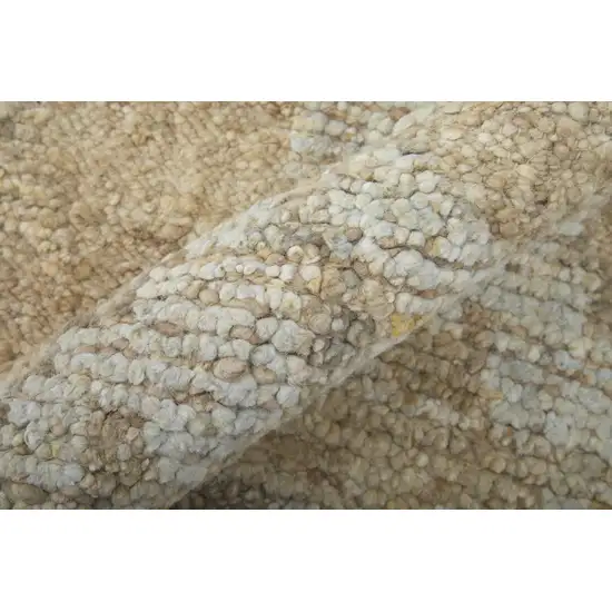 Tan and Ivory Wool Floral Hand Knotted Area Rug Photo 6