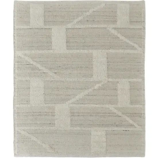 Tan and Ivory Wool Geometric Hand Woven Area Rug Photo 5