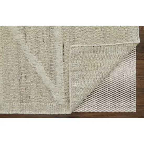 Tan and Ivory Wool Geometric Hand Woven Area Rug Photo 6