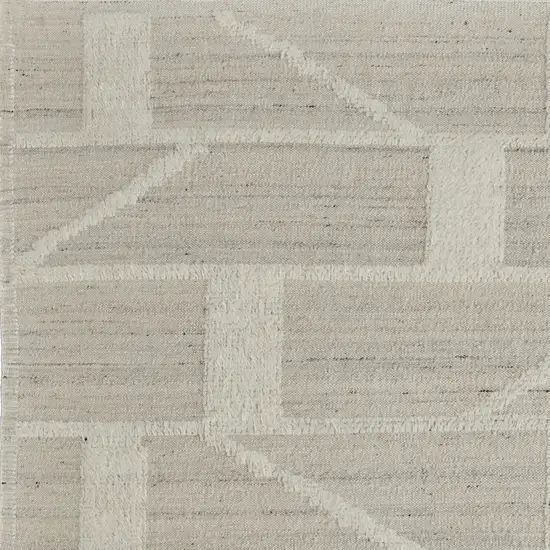 Tan and Ivory Wool Geometric Hand Woven Area Rug Photo 8