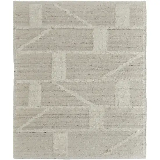 Tan and Ivory Wool Geometric Hand Woven Area Rug Photo 2