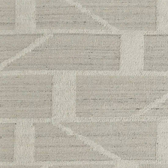 Tan and Ivory Wool Geometric Hand Woven Area Rug Photo 8