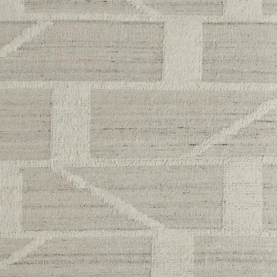 Tan and Ivory Wool Geometric Hand Woven Area Rug Photo 5