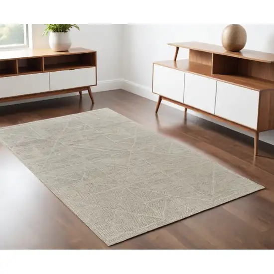 Tan and Ivory Wool Hand Knotted Area Rug Photo 1