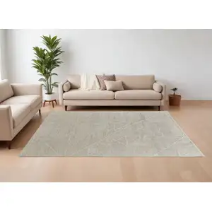 Photo of Tan and Ivory Wool Hand Knotted Area Rug